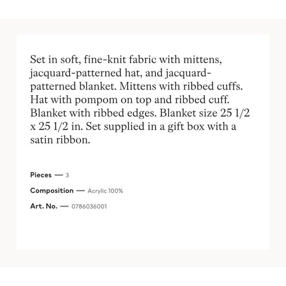 H&M toddler blanket, hat, mittens set 1-2Y NWT - Picture 10 of 10